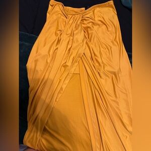 SHEIN Asymmetrical Draped Skirt in Mustard